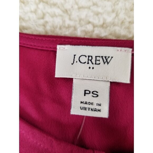 J.Crew Long Puff Sleeve Keyhole Neckline Top in Magenta Recycled Poly Women Sz S - Picture 4 of 7